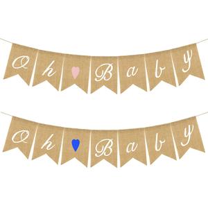 Guirnalda de Lino 'Oh Baby', Bandera 'Oh Boy' 'Oh <span class=keywords><strong>Girl</strong></span>', Decoración para Fiestas de Cumpleaños y Baby Shower - Product Image 1