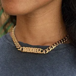 Uomo donna gioielli robusti personalizza nome collana cubana a catena spessa targhetta personalizzata girocollo collane personalizzate in oro 18 carati