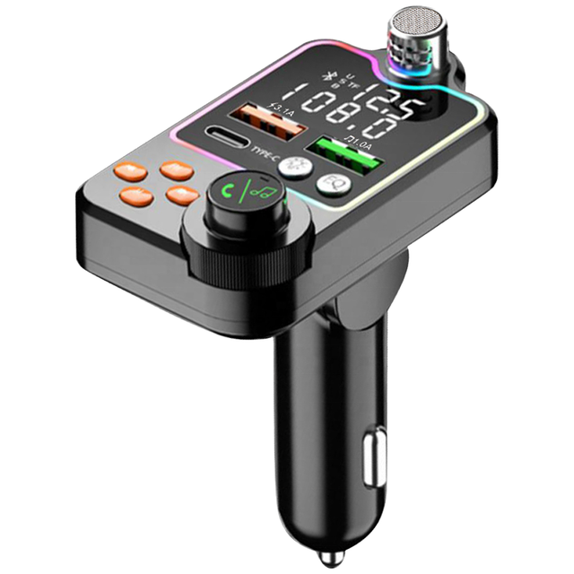 Car FM Transmitter Wireless Bluetooth MP3 Player 30W PD Type C Fast Charging Dual USB Adapter Hands Free Kit