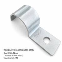 Collier de serrage à trou unique en acier inoxydable 304 résistant à la corrosion, largeur de bande 12 mm, quincaillerie zinguée
