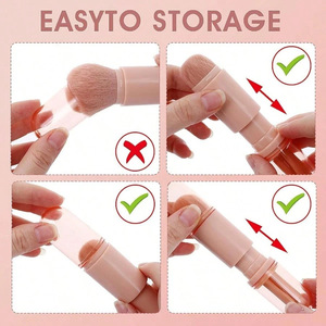 ชุดแปรงแต่งหน้าแบบพับได้ 4 ชิ้น ขนแปรงไนลอน สำหรับปกปิดริ้วรอยบนใบหน้า พร้อมกล่องพกพาสีชมพู  รับสกรีนโลโก้ สำหรับมืออาชีพ - Product Image 4