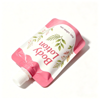 Pochette cosmétique personnalisée imprimée, résistante à l'humidité, en aluminium, avec bec verseur et bouchon à vis