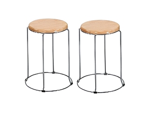 Modern Round Wood Top <b>Bar</b> <b>Stool</b> with Metal Frame Indoor Furniture Decor Durable <b>High</b> Quality Fast Delivery Living Room Seating - Product Image 1