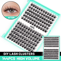 Kit ukuran Campuran dengan aplikator dan bulu mata ikatan & segel 8-20mm campuran D Curl Makeup Cluster mencangkok bulu mata ekstensi individu