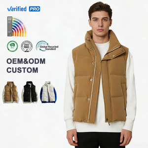 Gilet matelassé pour homme sur mesure ODM, col montant, double fermeture, <span class=keywords><strong>sans</strong></span> manches, avec impression de logo personnalisé au dos - Product Image 1