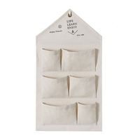 Organisateur de rangement mural pliable multifonctionnel en tissu pour chambre à coucher, avec poches en coton à motif quadrillé personnalisé