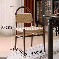 Chaise de table à manger vintage française chaise en bois massif tissé en corde rétro chambre à coucher maison dossier tissé coiffeuse chaise Vivian