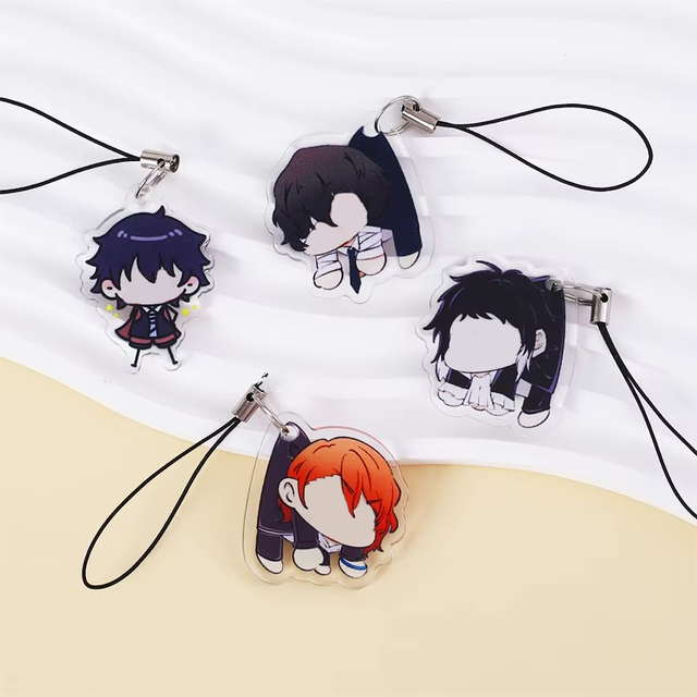 New Arrival Anime Charms Transparent Acrylic Logo Design Cartoon Phone Strap Pendant Acrylic Keychains