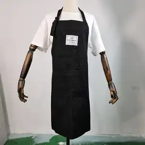 Avental de barbeiro de algodão com logotipo personalizado, 2 bolsos, lona sem mangas para cozinha, chef, limpeza doméstica, lavável, design personalizado disponível