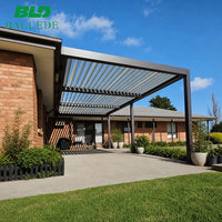 Pergola de jardin motorisée électrique extérieure avec kit intelligent de stores et écran, en aluminium, étanche, à lames bioclimatiques, pour patio Vinho Hill