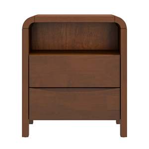 Table de chevet Lionel Mid-Century Modern en bois massif, 2 tiroirs, 23,6 H x 20,4 L x 15,7 P, pour chambre à coucher ou salon - Product Image 3