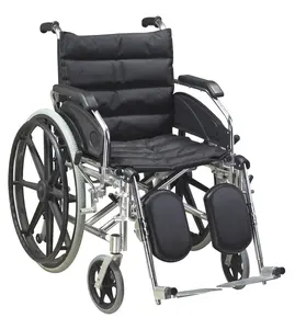 Kursi kain ganda aluminium ringan nyaman, kursi roda Manual sandaran tangan lipat