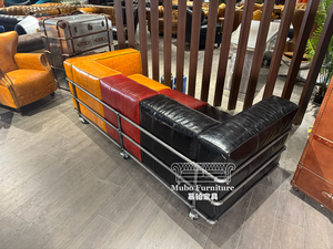 تصميم عتيق للأريكة الأمريكية LC2 أثاث أريكة من الجلد العتيق بنمط مميز - Product Image 2