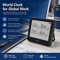 Kylendar Mini Horloge mondiale numérique 4,2 pouces avec affichage multi-fuseaux horaires pour les équipes à distance et les appels quotidiens – Idéal pour l'exportation