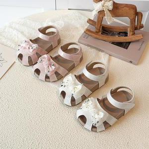 Sandales Princesse à Bout Fermé pour Enfants avec Velcro, Nouveau Style Été 2026, Nœud Mignon, Chaussures de <span class=keywords><strong>Marche</strong></span> pour Petites Filles et Bébés avec Semelle Souple en TPR - Product Image 1