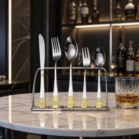 Ensemble de couverts créatifs en acier inoxydable 410 pour table occidentale, style Moyen-Orient, cuillère couronne plaquée or, couteau et fourchette à steak