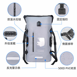 Sac à dos étanche pour activités de plein air, sac étanche pour la plongée en apnée, la natation, la pêche, le rafting, le canyoning, équipement en PVC, sac étanche robuste - Product Image 2