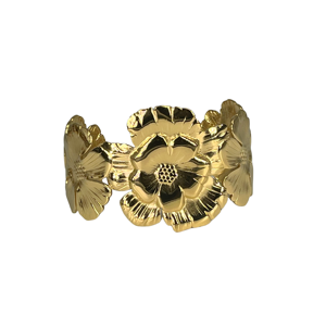 Floral Gold Plated Stainless Steel Bracelet Sustainable Resistant Fashion <b>Bangle</b> - Product Image 1