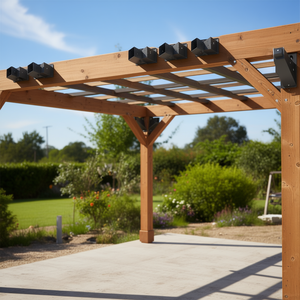 Kit de Soportes para Pérgola D0100X3GFR2, 6x6 Pulgadas, 4 Piezas, Soportes Triangulares de 3 Vías, Recubrimiento en Polvo, Herrajes Estándar - Product Image 2