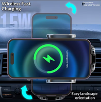Support de téléphone avec charge rapide sans fil Qi 15W, pince automatique infrarouge, double protocole QC PD, rotatif à 360°, pour grille d'aération