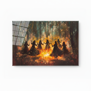 Arte de pared en lienzo impreso con diseño de danza mística - Decoración bohemia elegante, arte en vidrio templado - Product Image 2