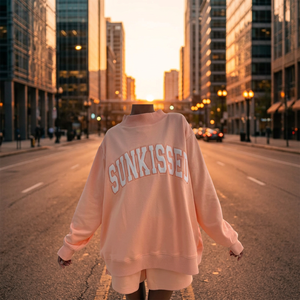 Nouveau Sweat-shirt Oversize Personnalisable à Col Montant pour Femme, Imprimé Lettres, Motif Sunkissed, Style Décontracté Plage et Voyage, avec Capuche - Product Image 4