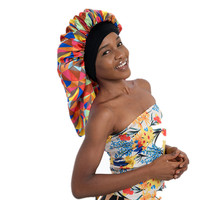 Bonnet de nuit en satin imprimé africain pour femmes aux cheveux longs et dreadlocks, avec logo personnalisé, luxe, pour le sommeil et usage quotidien, toutes saisons