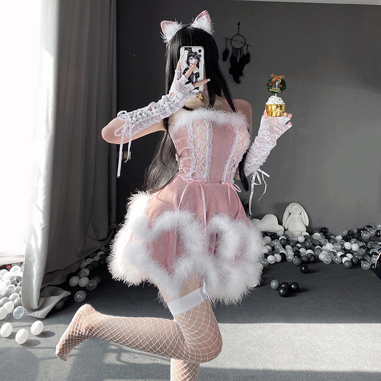 Dress+headband+collar+stockings+panties