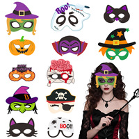 Masques en papier faits à la main pour Halloween, sorcière et pirate, réutilisables, écologiques, ensemble pour les activités de fête d'Halloween