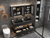 60 pouces Blanc Carrare Bois Salle De Bain Vanité Double Évier Meubles De Salle De Bain