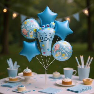 It's A Boy - Ramo de globos de aluminio mate de 5 piezas, suministros para fiestas de baby shower 4D para niños YB15 - Product Image 2