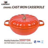Casserole ovale en fonte émaillée pour induction, pot à soupe en forme de citrouille