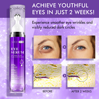 Sérum Contour des Yeux en Gros Anti-Âge à la Caféine, Rouleau de Sérum pour les Yeux au Rétinol, Acide Hyaluronique et Collagène, pour l'Élimination des Poches et Cernes