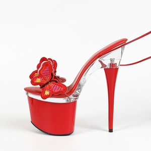 รองเท้าแฟชั่นใหม่ ปักลายไขว้ สายรัดข้อเท้า ส้นสูง 17 ซม. รองเท้าส้นตึกผู้หญิง เซ็กซี่ สง่างาม สำหรับงานแต่งงาน งานพรอม - Product Image 1