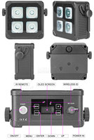 4x15W RGBWA+UV Projecteurs LED étanches à batterie sans fil DMX avec écran OLED pour éclairage de scène, mariage et événements