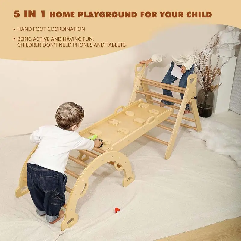 I giocattoli da arrampicata in legno per bambini sono adatti a bambini di età compresa tra 2 e 6 anni e possono essere piegati in set da arrampicata in legno.