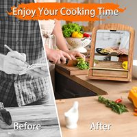 Support de livre de recettes en bois pour comptoir de cuisine, support réglable en bois pour livre de recettes, support pratique pour livre de recettes, iPad, tablette