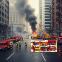 Mezzi Emergenza City, Juego de 6 Vehículos a Escala 1:25, Juguetes de Fricción de Plástico de Bomberos y Construcción para Niños de 5 a 7 Años