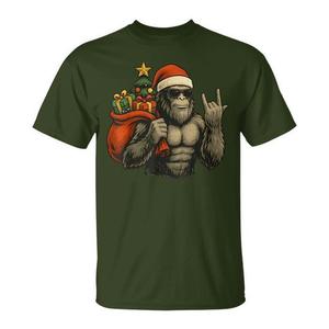 Camiseta Bigfoot Santa Christmas Tree Rock On Xmas Sasquatch - Product Image 1