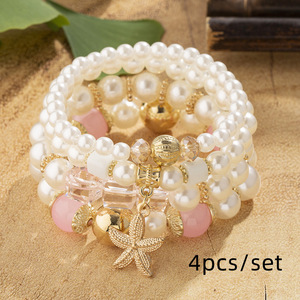 <span class=keywords><strong>4</strong></span> ensembles de bracelets bohèmes créatifs pour femmes, bijoux étoile de mer, perles multicouches, bracelet à perles - Product Image 5