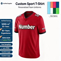 Jersey Sepak Bola Amerika 150gsm Pabrik Terverifikasi, Cepat Kering, Cetak Transfer Panas, Logo & Nomor Kustom, Sporty, 100% Poliester