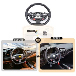 <span class=keywords><strong>Volant</strong></span> de course en cuir et fibre de carbone sèche avec LED pour <span class=keywords><strong>Ferrari</strong></span> <span class=keywords><strong>458</strong></span> 488 F8 F12 812 California T FF GTC4 - Pièces intérieures - Product Image 2