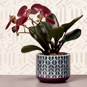 <span class=keywords><strong>Maceta</strong></span> de cerámica en capas con patrón de rejilla <span class=keywords><strong>azul</strong></span> de 5 pulgadas-<span class=keywords><strong>Maceta</strong></span> redonda elegante para plantas de interior con orificio de drenaje - Product Image 3