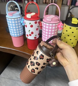 Nuevo Vaso Térmico Creativo de Acero Inoxidable 304 con Diseño a Cuadros, de Gran Capacidad, para Hielo, Portátil, con Pajita, para Coche, Estilo Adorable - Product Image 6