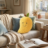 Coussin en peluche doux en forme de mangue, personnalisé en usine, en coton PP, oreiller créatif en forme de fruit rembourré, fabricant OEM