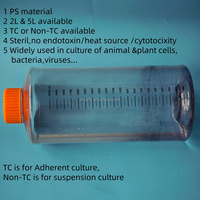 2000ml & 5000ml Consommables de laboratoire TC ou flacons à rouleaux en plastique stériles non traités pour la recherche en culture cellulaire avec bouchon à vis