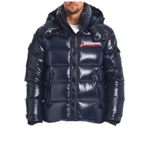 แจ็กเก็ตทรงปลาปักเป้าฤดูหนาวของผู้ชายคุณภาพสูงพิมพ์ลายสกรีนผ้าไหมสไตล์ลำลองพร้อมซิปปกตั้งเทคนิคการซัก - Product Image 1