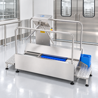 Machine de lavage industrielle pour bottes avec système d'entrée hygiénique et technologie de nettoyage de semelles pour l'industrie agroalimentaire