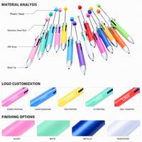 Stylo à bille perlé multicolore DIY Nouvelles recharges 4 couleurs Perles focales vierges Stylo promotionnel avec encre multicolore
