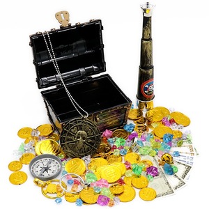 Venta caliente Pirate Favors Toy Gold Coin Pirate Game Toy Set Jewelry Treasure Gold Game Coin Party Toy para suministros - Product Image 1